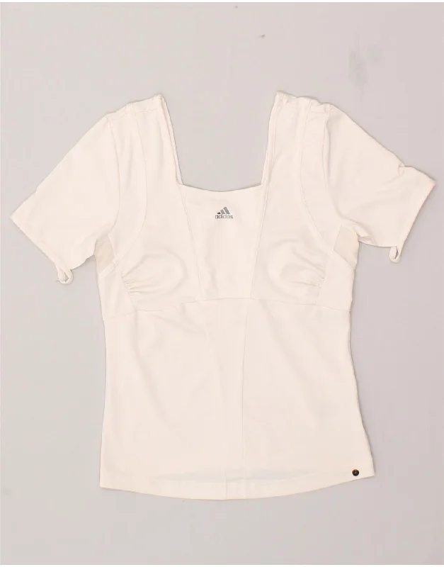 ADIDAS Womens Clima 365 Graphic T-Shirt Top UK 12 Medium Off White