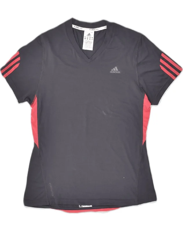 ADIDAS Womens Climacool T-Shirt Top UK 12 Medium Grey Colourblock