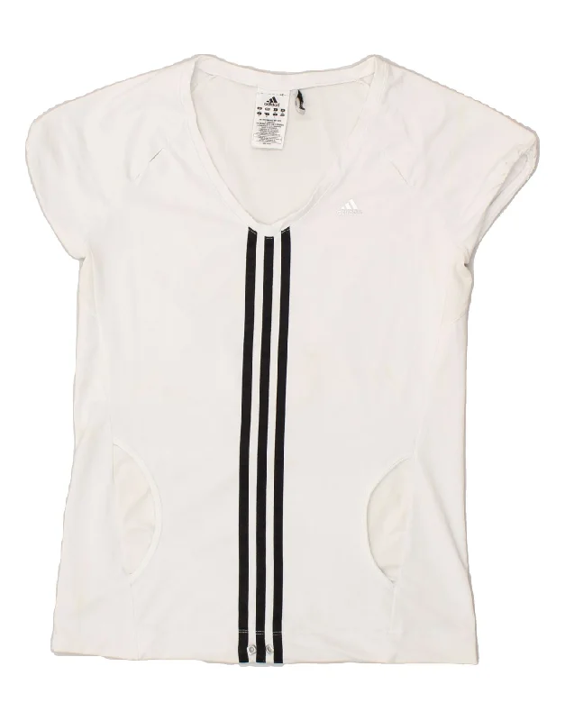 ADIDAS Womens Climacool T-Shirt Top UK 12 Medium White Polyester