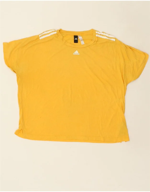 ADIDAS Womens Crop T-Shirt Top UK 20/22 XL Yellow Polyester