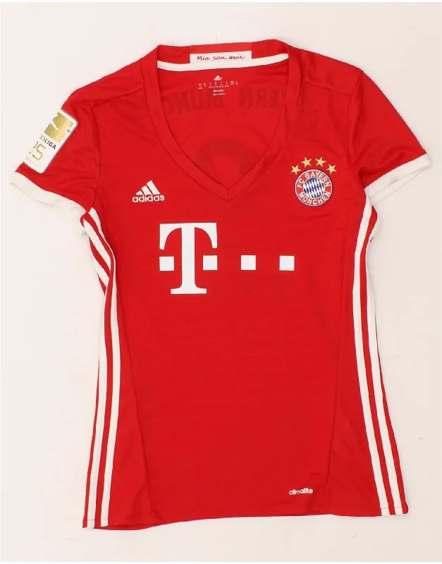 ADIDAS Womens FC Bayern Munchen Graphic T-Shirt Top UK 12 Medium Red