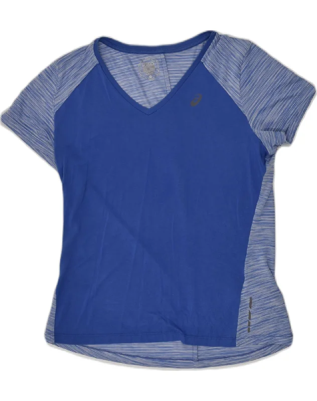 ASICS Womens T-Shirt Top UK 18 XL Blue Colourblock Polyester