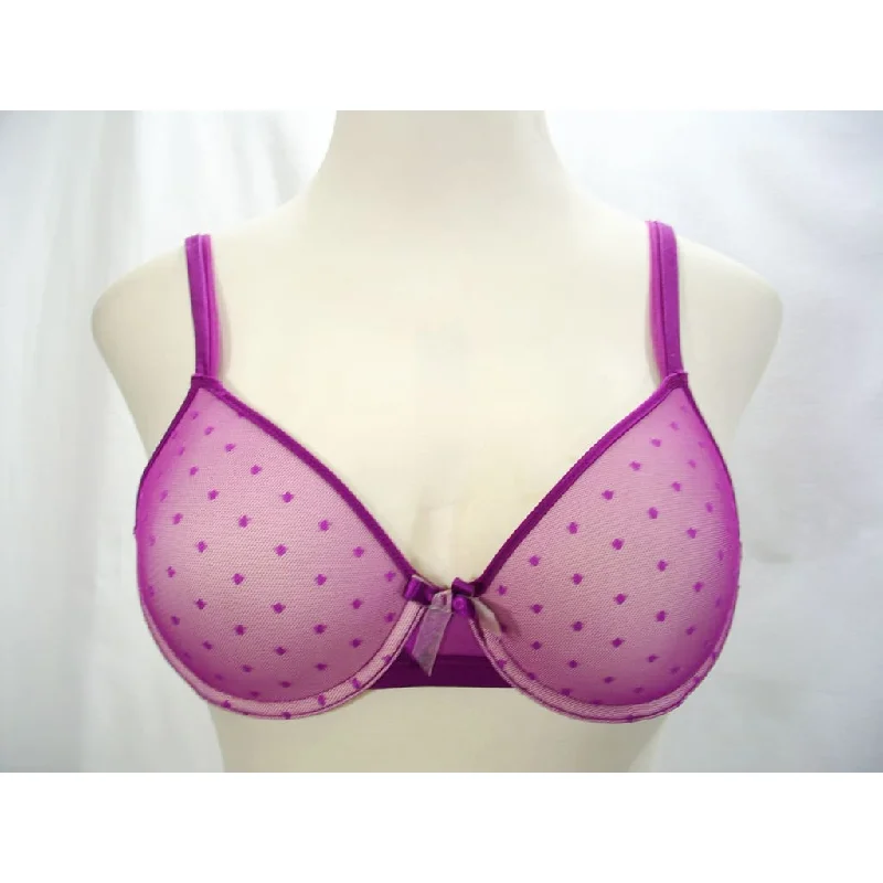 DKNY 453142 Brigitte Mesh Overlay Contour T-Shirt Underwire Bra 36B Purple