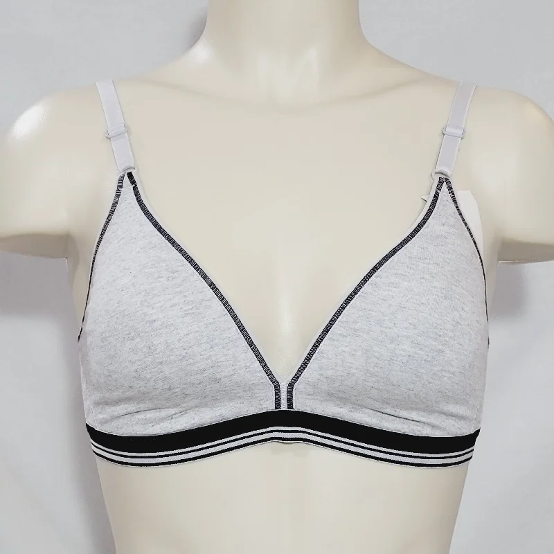 Hanes HC47 Cotton Stretch Wire Free T-Shirt Bra 34A Gray & Black NWT