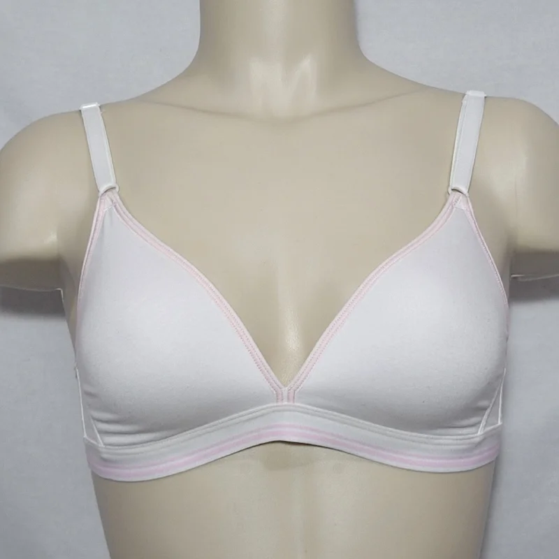 Hanes HC47 Cotton Stretch Wire Free T-Shirt Bra 34A White & Pink NWT