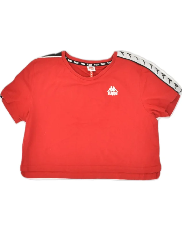 KAPPA Womens Crop T-Shirt Top UK 14 Medium Red Cotton