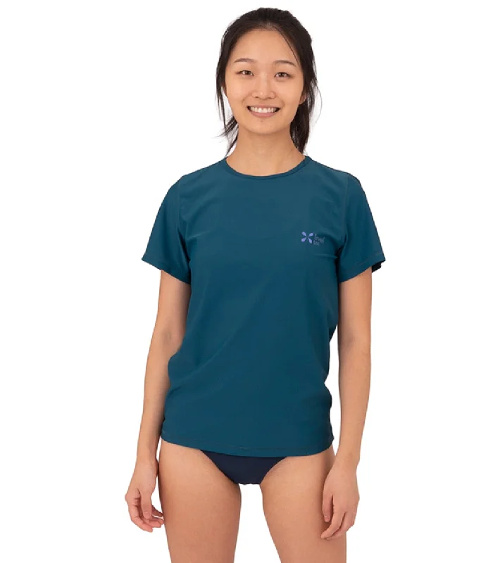 Level Six Women's Coastal Short Sleeve Loose Fitting Surf Tee Dark Teal Badge