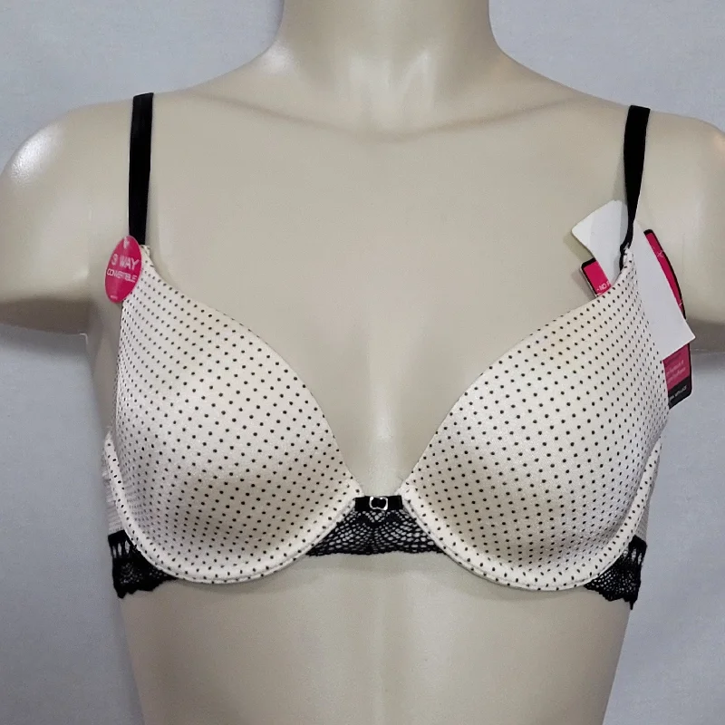 Lily of France 2177101 Your Perfect T-shirt UW Bra With Lace 34B Black Dots NWT