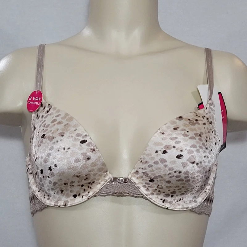 Lily of France 2177101 Your Perfect T-shirt UW Bra With Lace 34B Sahara Sand NWT