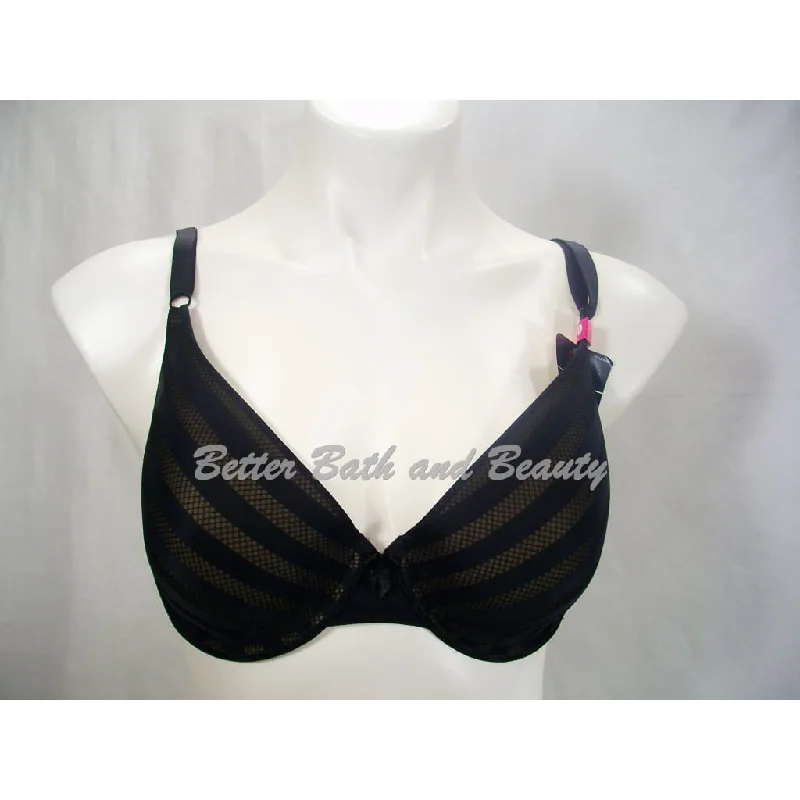 Maidenform 05701 5701 Self Expressions T-Shirt UW Bra 34D Black Mesh Stripe NWT