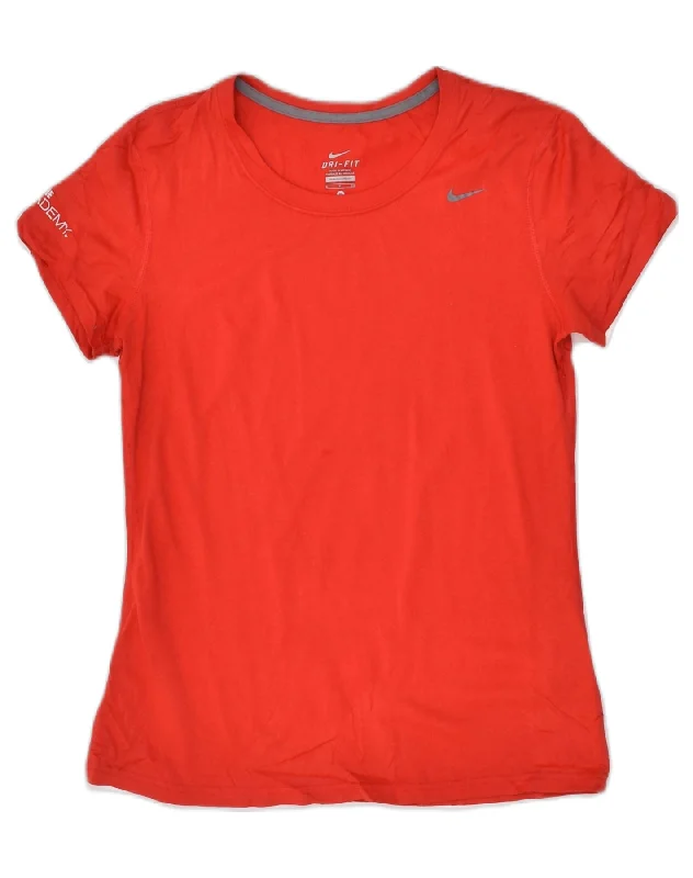 NIKE Womens Dri Fit T-Shirt Top UK 10 Small Red Polyester