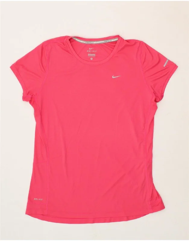 NIKE Womens Dri Fit T-Shirt Top UK 14 Large Pink