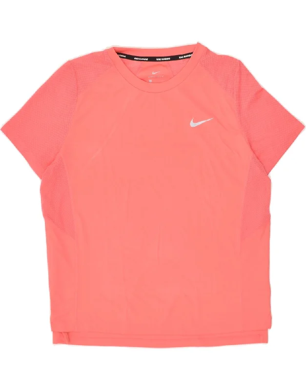 NIKE Womens Running Graphic T-Shirt Top UK 16 Large Pink Polyester