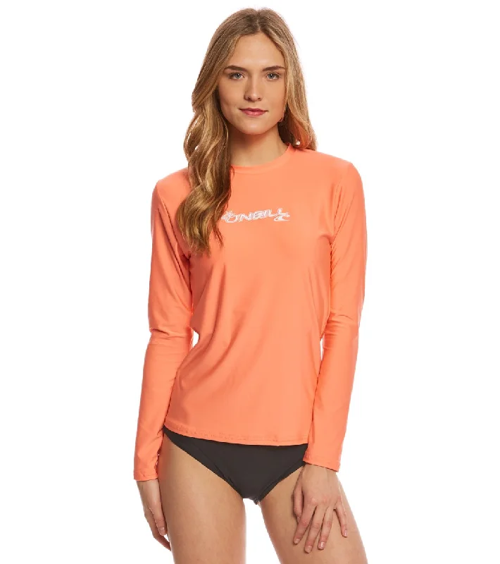 O'Neill Women's Basic Skins Long Sleeve Surf Tee Light Grapefruit