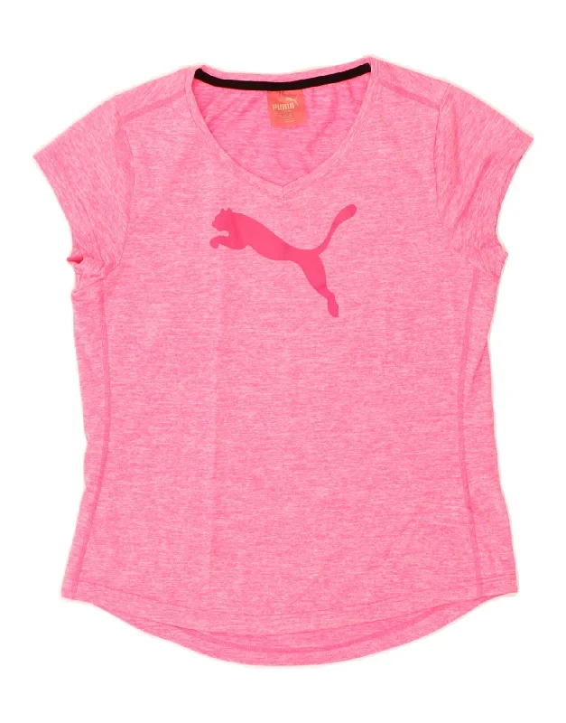 PUMA Womens Graphic T-Shirt Top EU 42 Large Pink Polyester