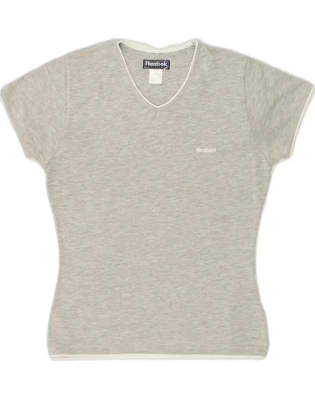 REEBOK Womens T-Shirt Top UK 10 Small Grey Cotton