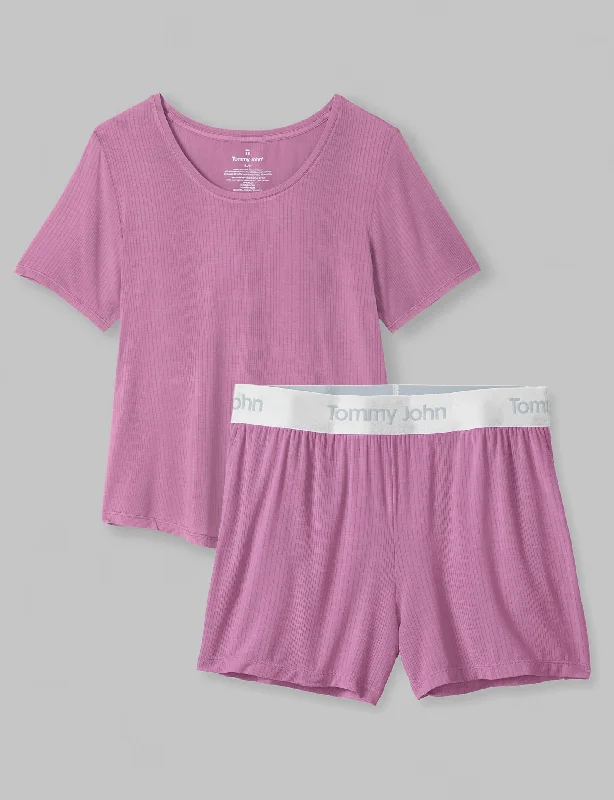 Women's Second Skin Luxe Rib Sleep Tee & Short Set