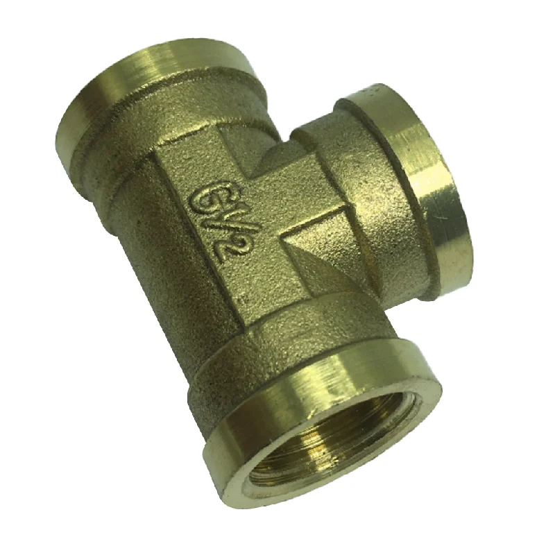 Max 1 Pc Female x Female x Female Tee Brass Thread Pipe Connector Adapter G1/2"