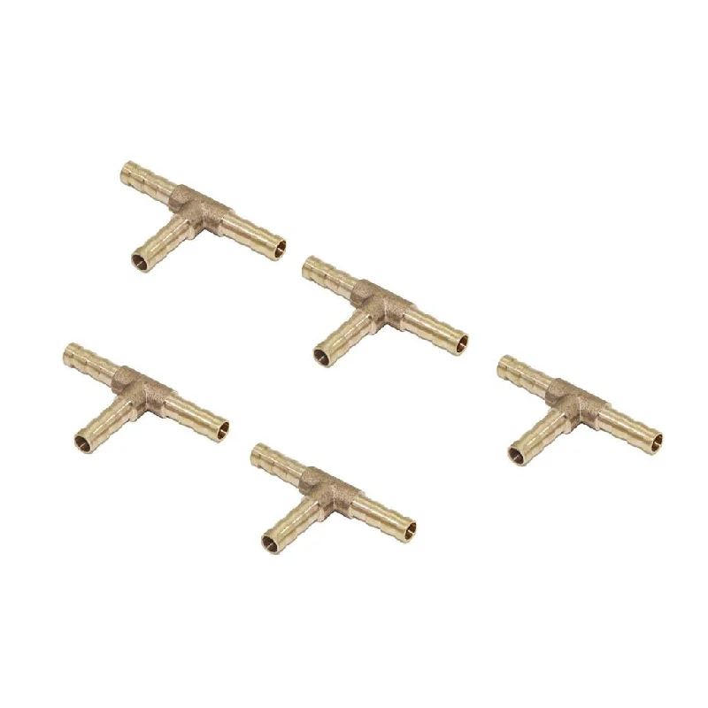 Max Maxb 5pcs Brass T Type Joiner Fuel Hose Joiner Tee Connector Air Water Gas 6mm