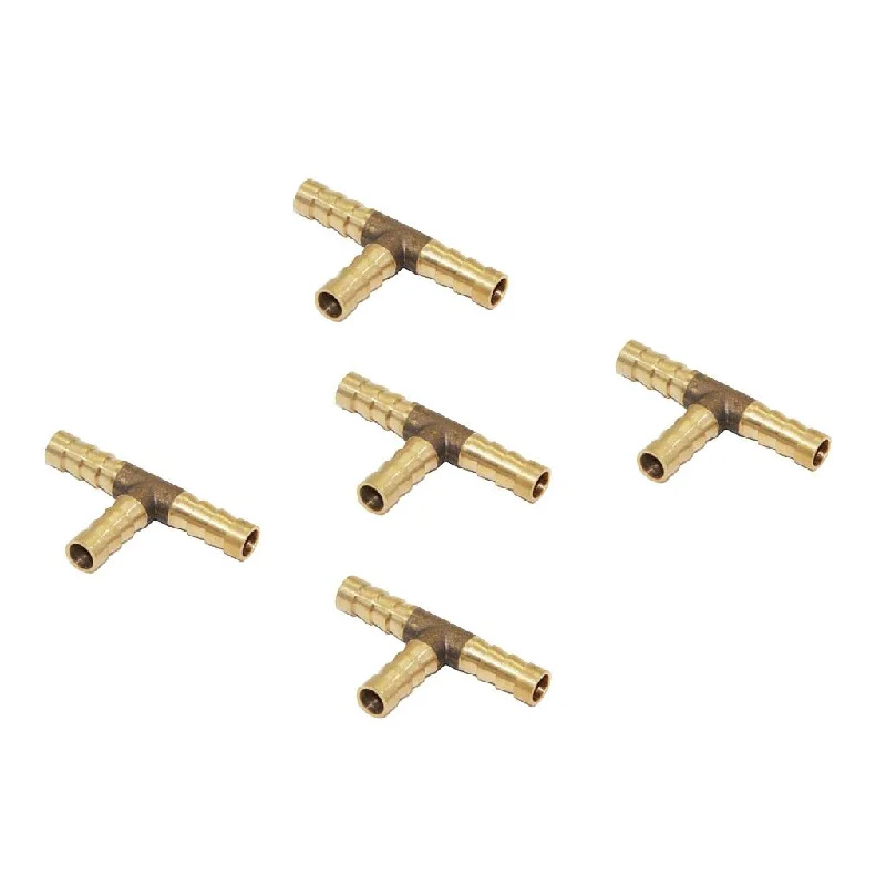 Max Maxb 5pcs Brass T Type Joiner Fuel Hose Joiner Tee Connector Air Water Gas 8mm