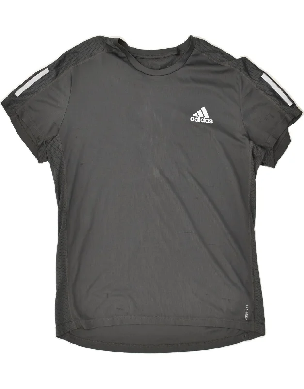 ADIDAS Womens Aeroready T-Shirt Top UK 14 Medium Grey Polyester