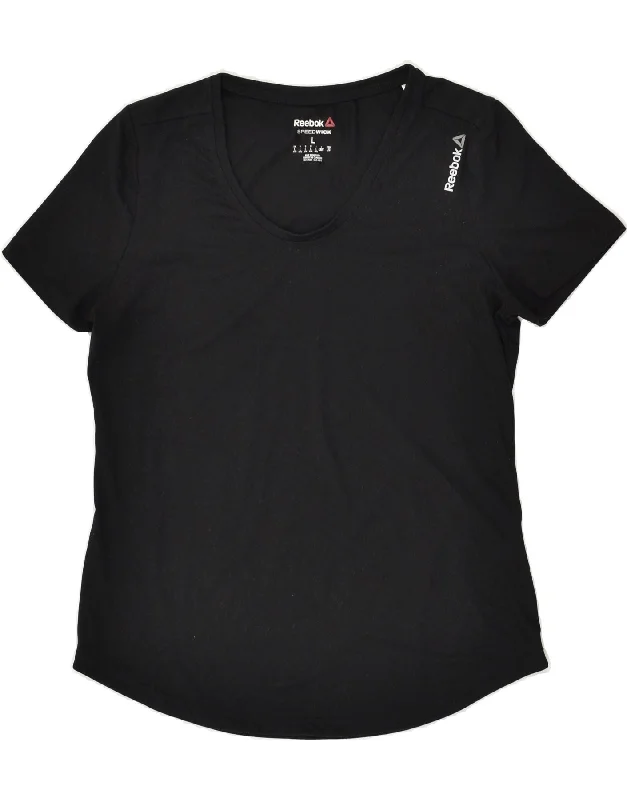 REEBOK Womens T-Shirt Top UK 16-18 Large Black Polyester