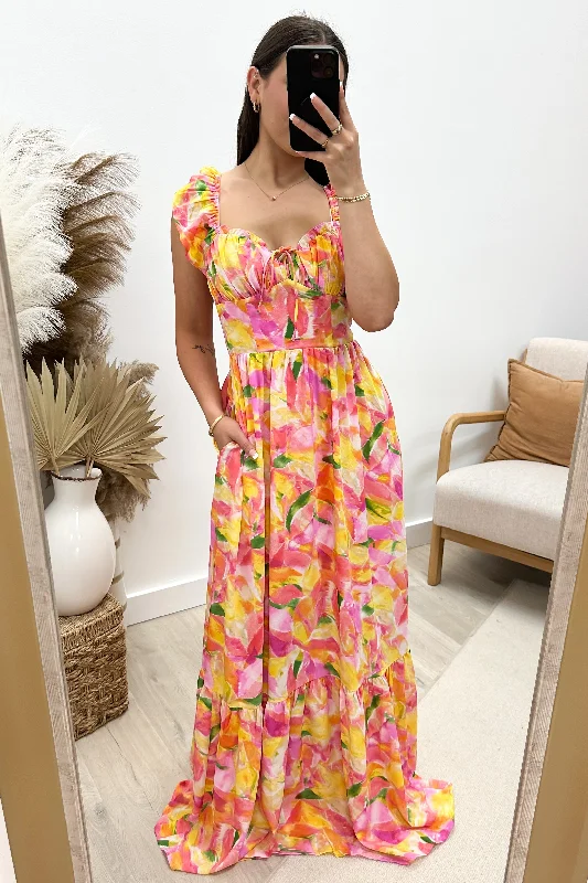 "Almost Second Nature" Maxi Dress (Pink Multi)