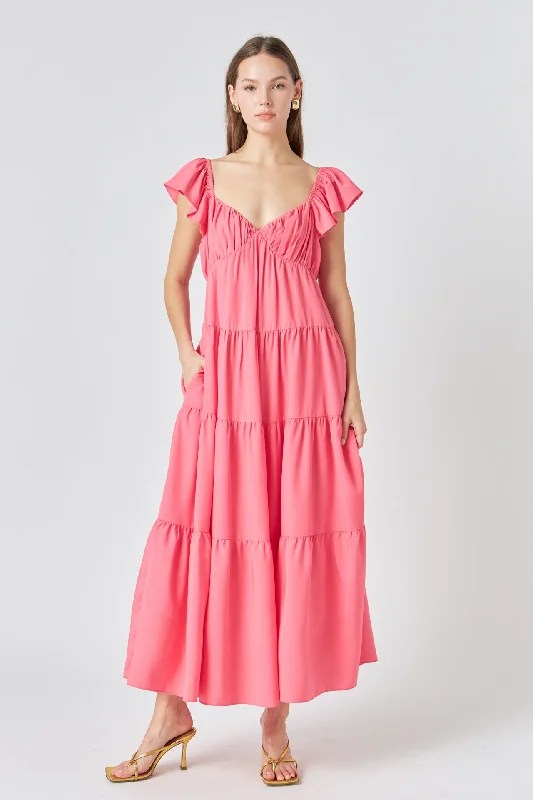 Back Bow Tie Maxi Dress