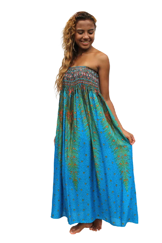 Blue Peacock Maxi Dress