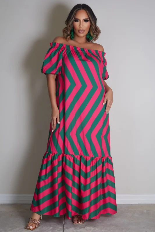 Izabella Off Shoulder Striped Maxi Dress