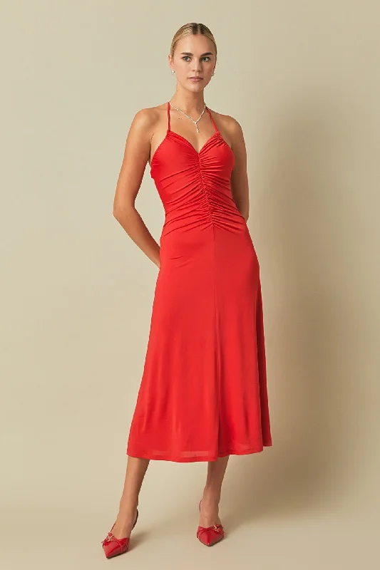 Halter Ruched Maxi Dress