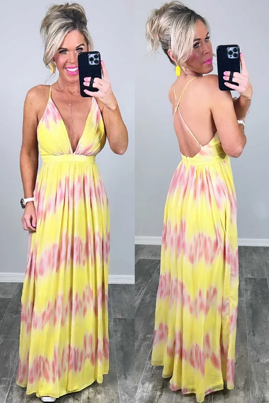 Oceans Of Love Ombre Maxi Dress - Lemon