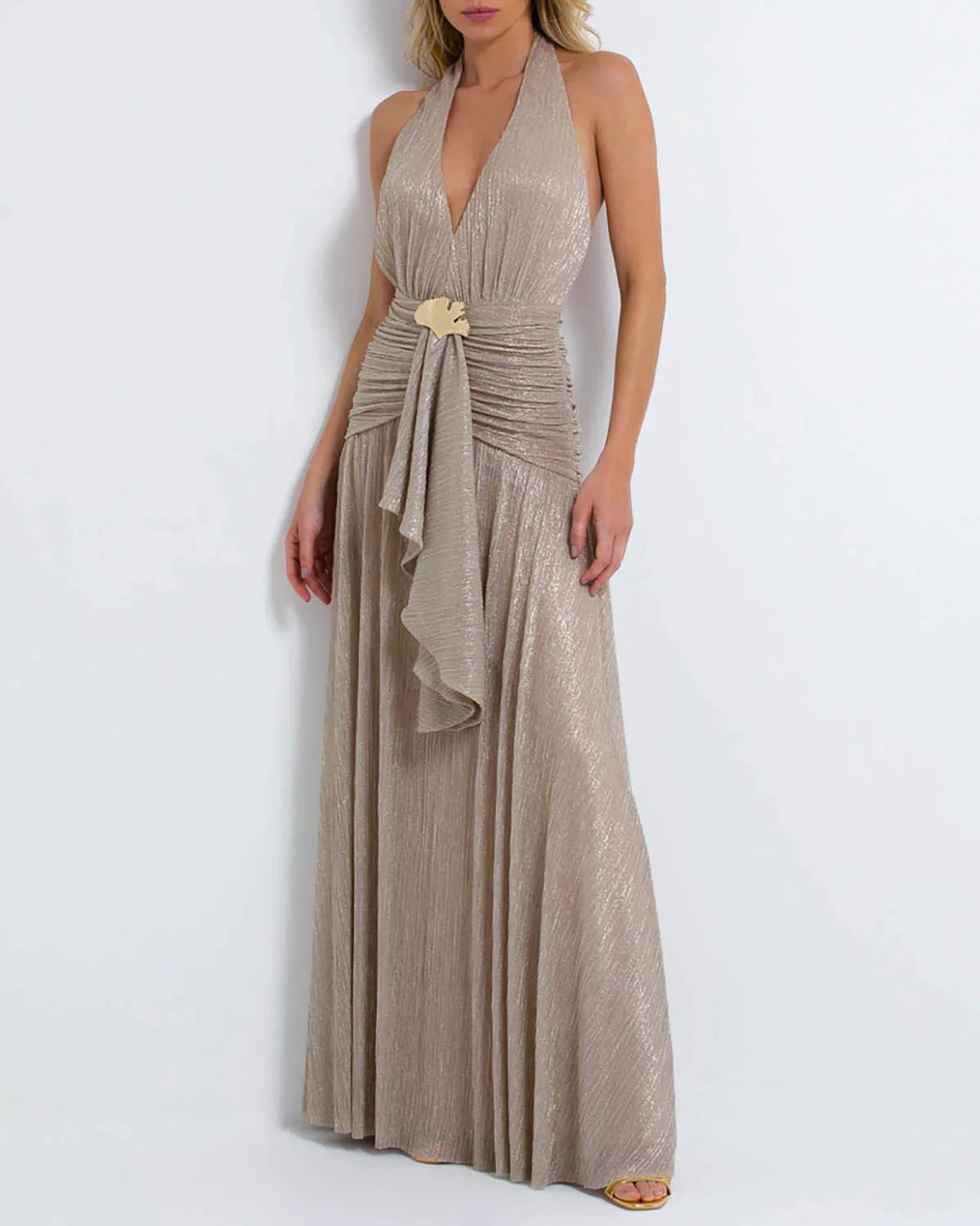 PatBo Lurex Draped Maxi Dress