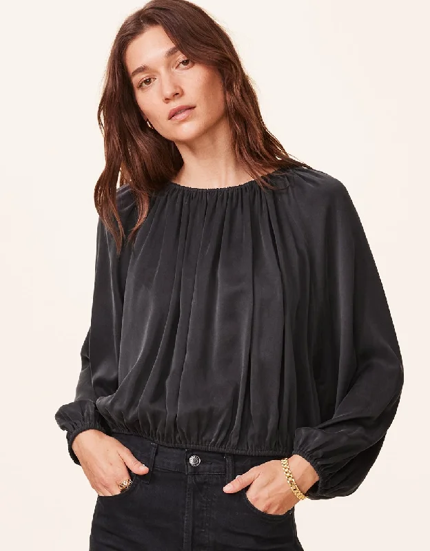 unsubscribed silk charmeuse balloon blouse