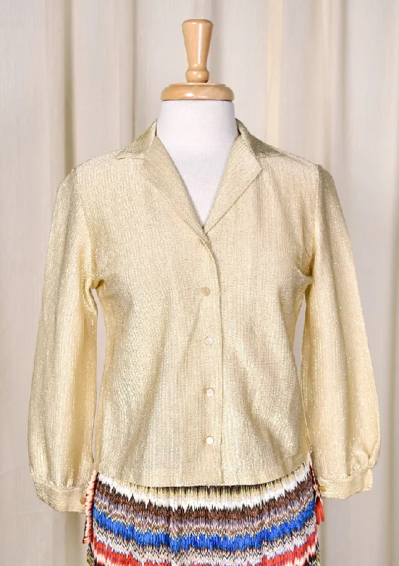 1970s Gold Lurex Vintage Blouse