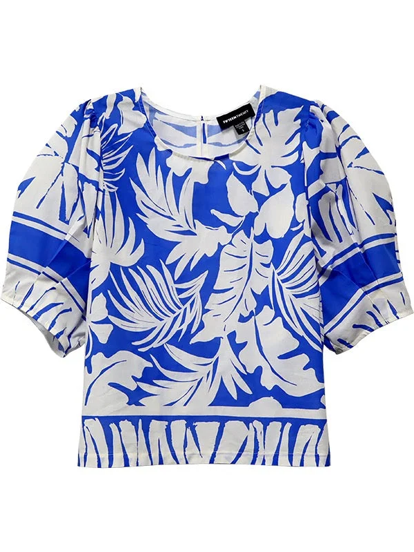 Fifteen Twenty Puff Sleeve Blouse ROYAL/WHITE PRINT