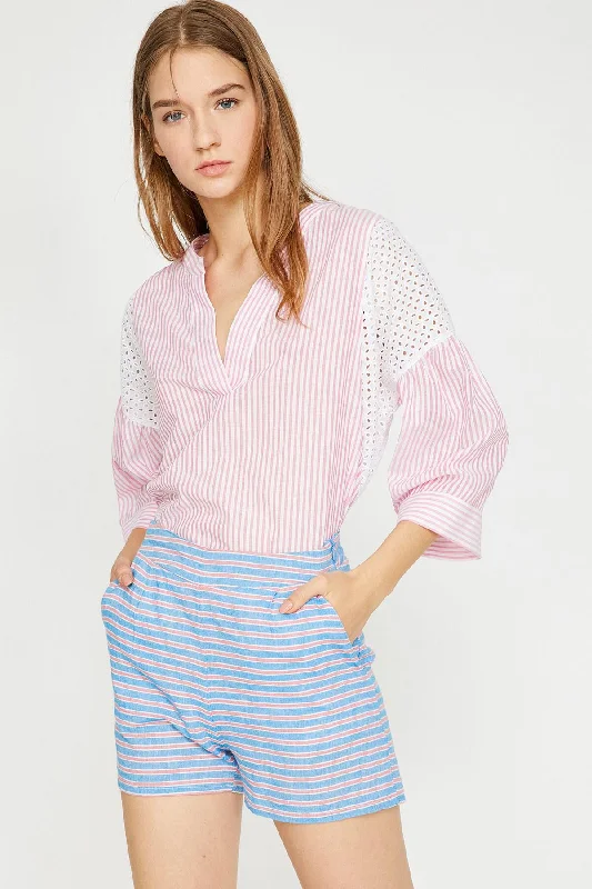 Women Pink Striped Blouse