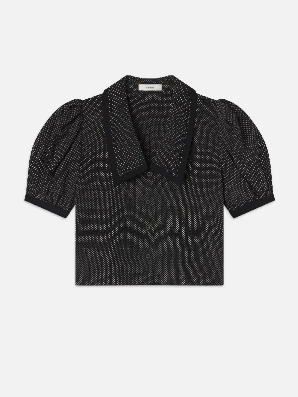 The Polka Dot Sailor Blouse -- Black Multi