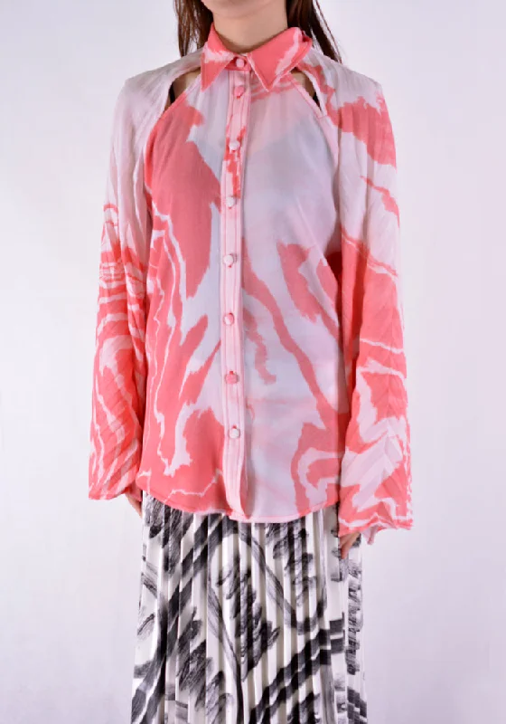 THEBE MAGUGU TM SS20-00001 ZEBRA MUD BLOUSE WHITE/RED