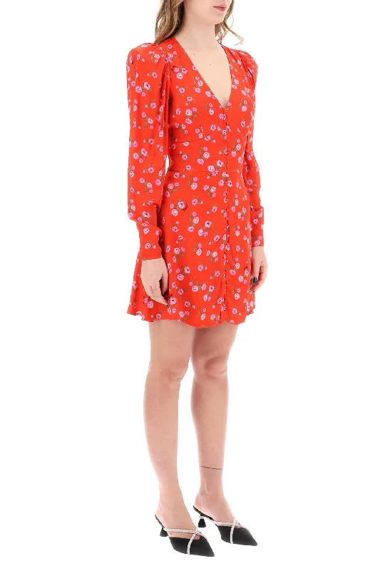 Rotate Floral Printed Satin Mini Dress