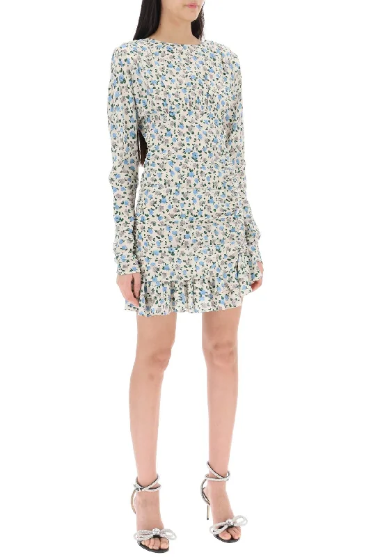 Alessandra Rich Draped Mini Dress With Floral Pattern