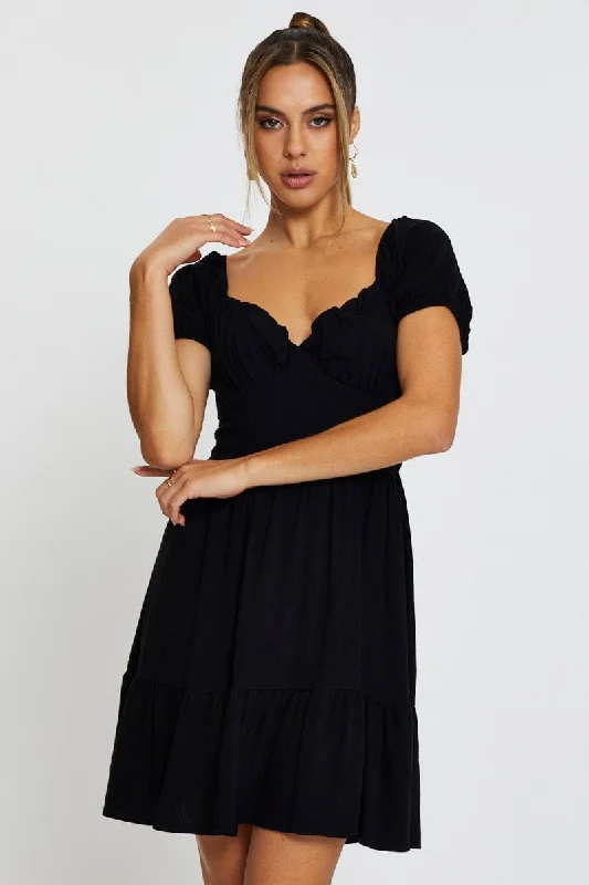 Black Mini Dress Short Sleeve