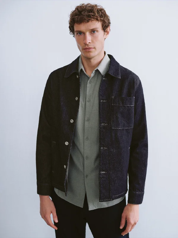 Button Up Straight Denim Jacket