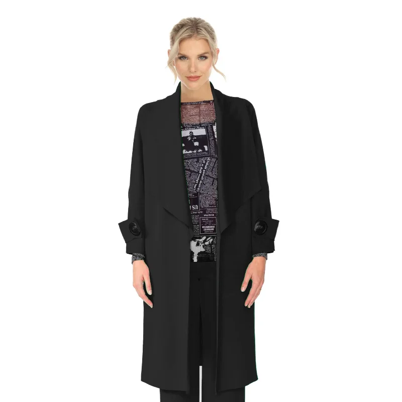 IC Collection Long Open Front Jacket in Black - 4585J-BLK