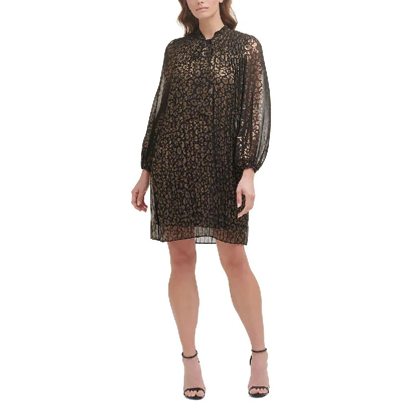 DKNY Womens Petites Animal Print Mini Mini Dress