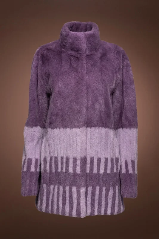 Two Purples Piano Key Mink Fur Jacket