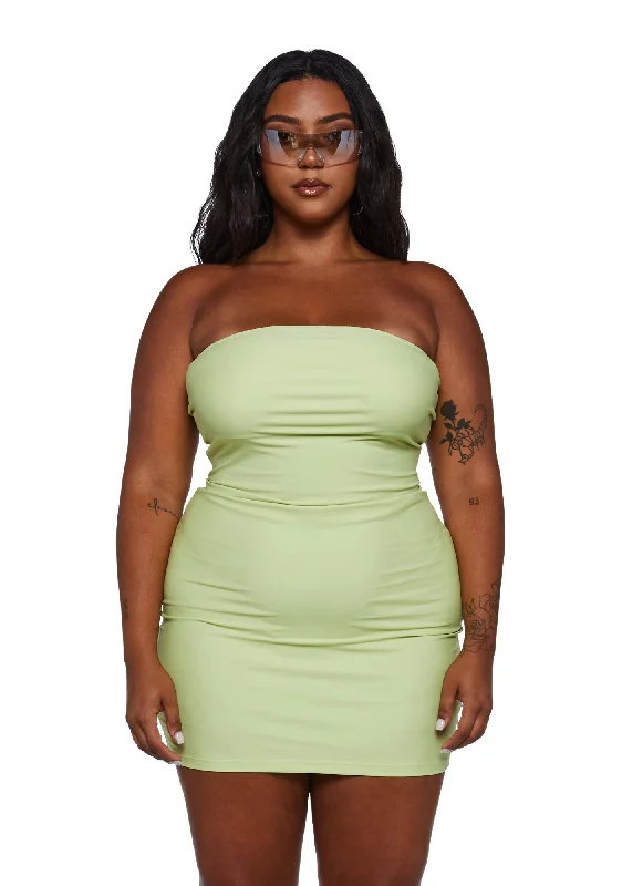 Plus Lime Future Starts Slow Tube Mini Dress