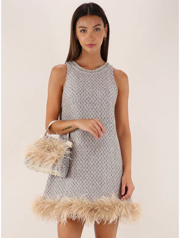 Vienna Mini Dress with Feather Boa