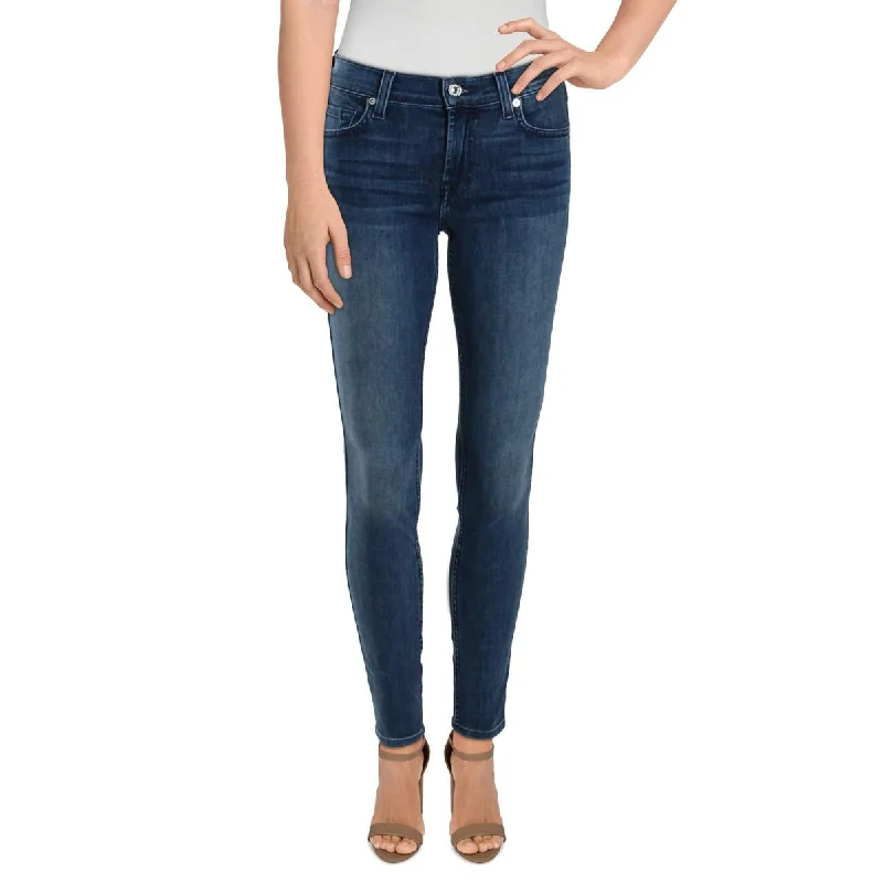 7 For All Mankind Womens Gwenevere Denim Faded Skinny Jeans