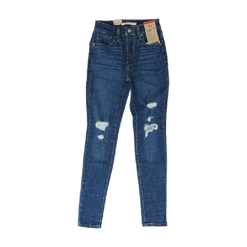 721 Blue Solid High Rise Skinny Leg Jeans